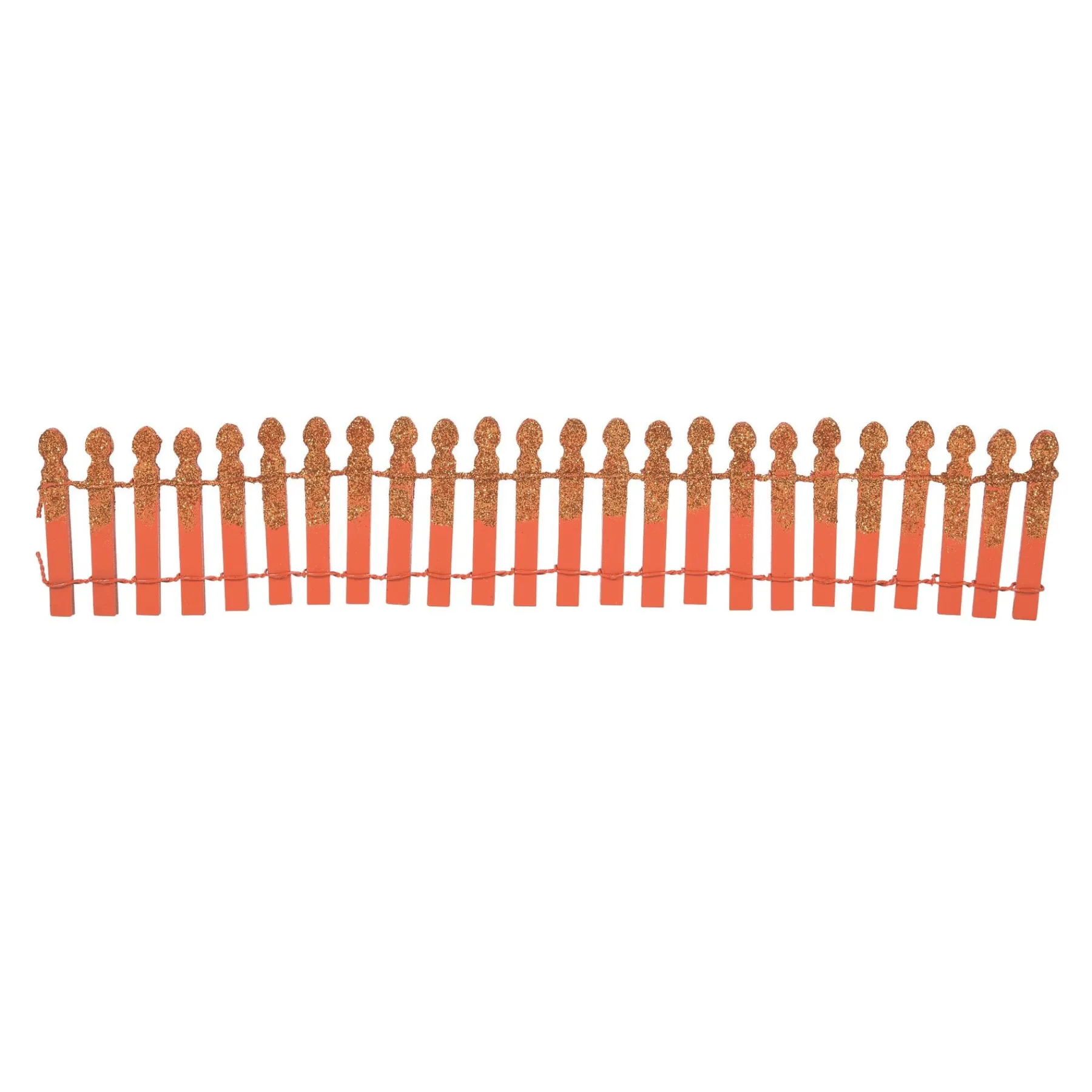 Department 56 Halloween Village Accessories>Pumpkin Orange Glitter Fence