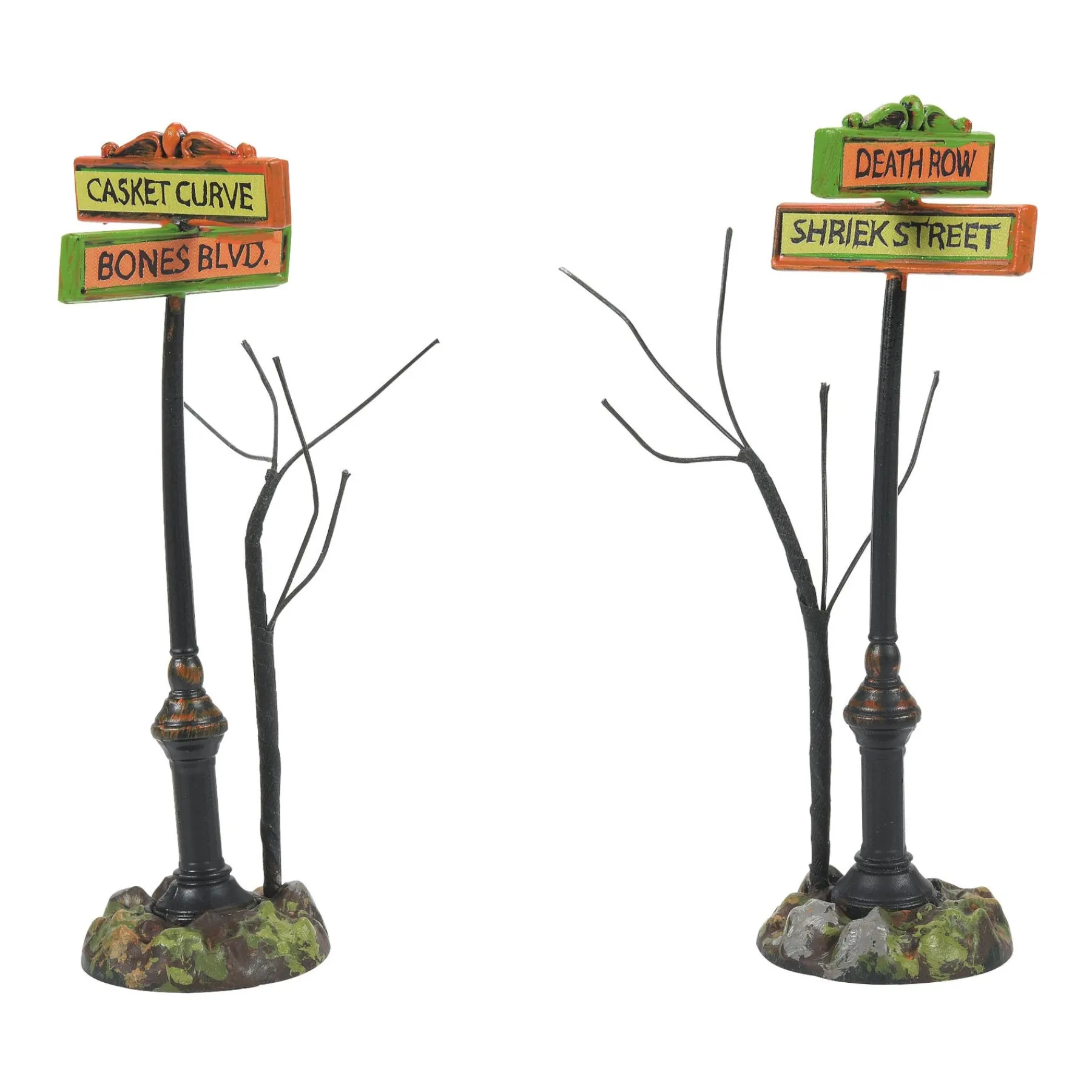 Department 56 Halloween Village Accessories>Creepy Village Street Signs